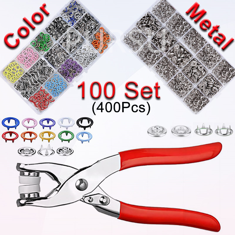 Snap Fastener Set - 100 Sets Druckknopfzange, automatische Ösenzange, fünf