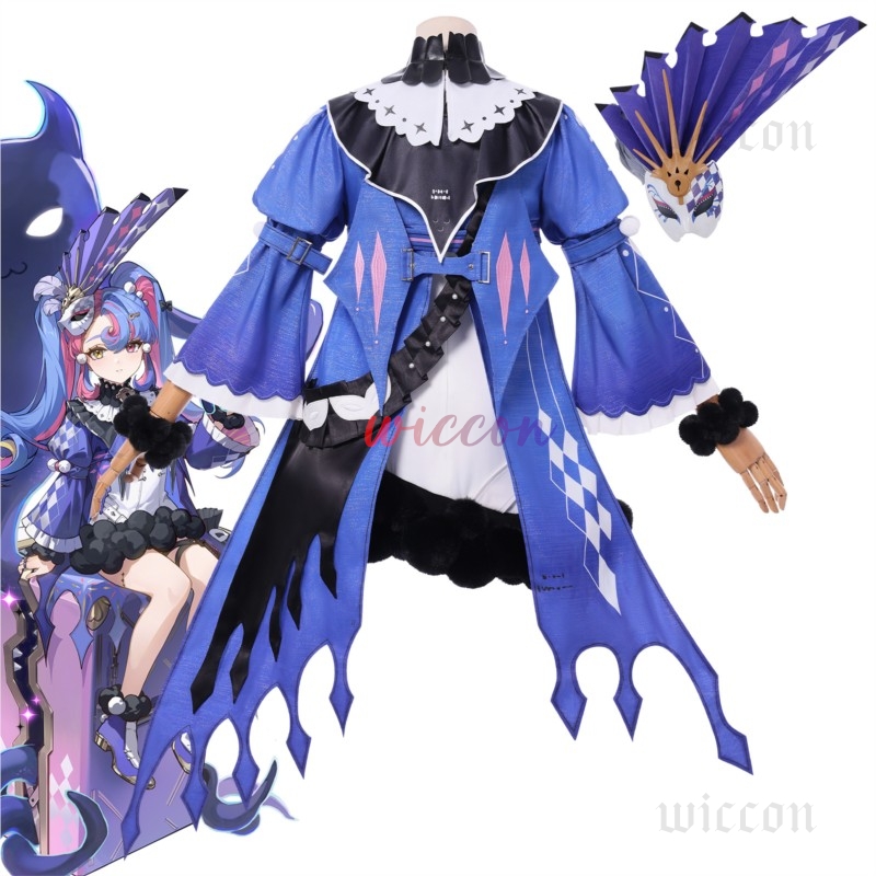 Cosplay Floating Prop - Roccia Cosplay-Kostüm, Perücke, Kleid, Kopfbedeckung, Halloween-Party-Requisiten