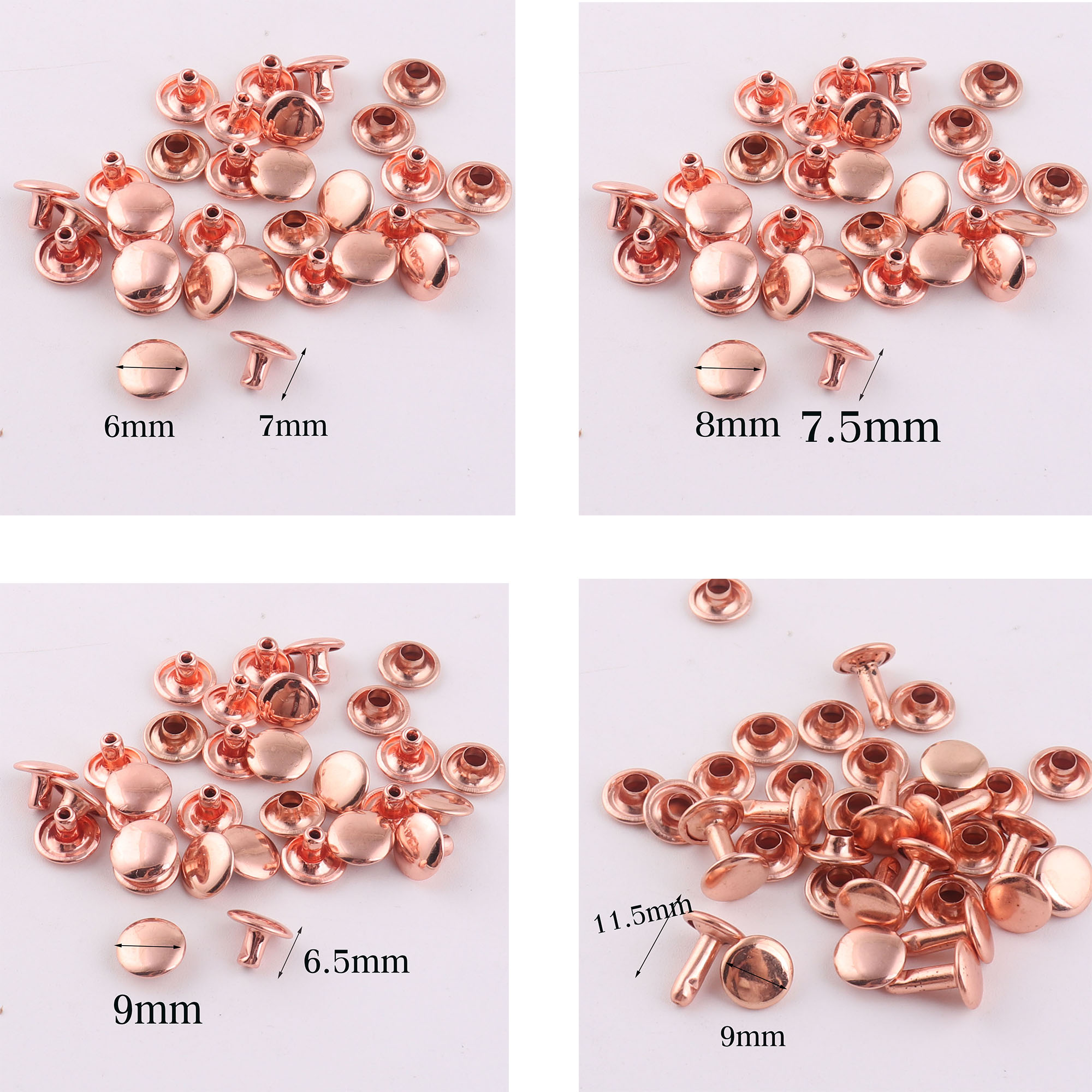 Snap Fastener Set - 100 Sets Doppel Cap Nieten, Rose
